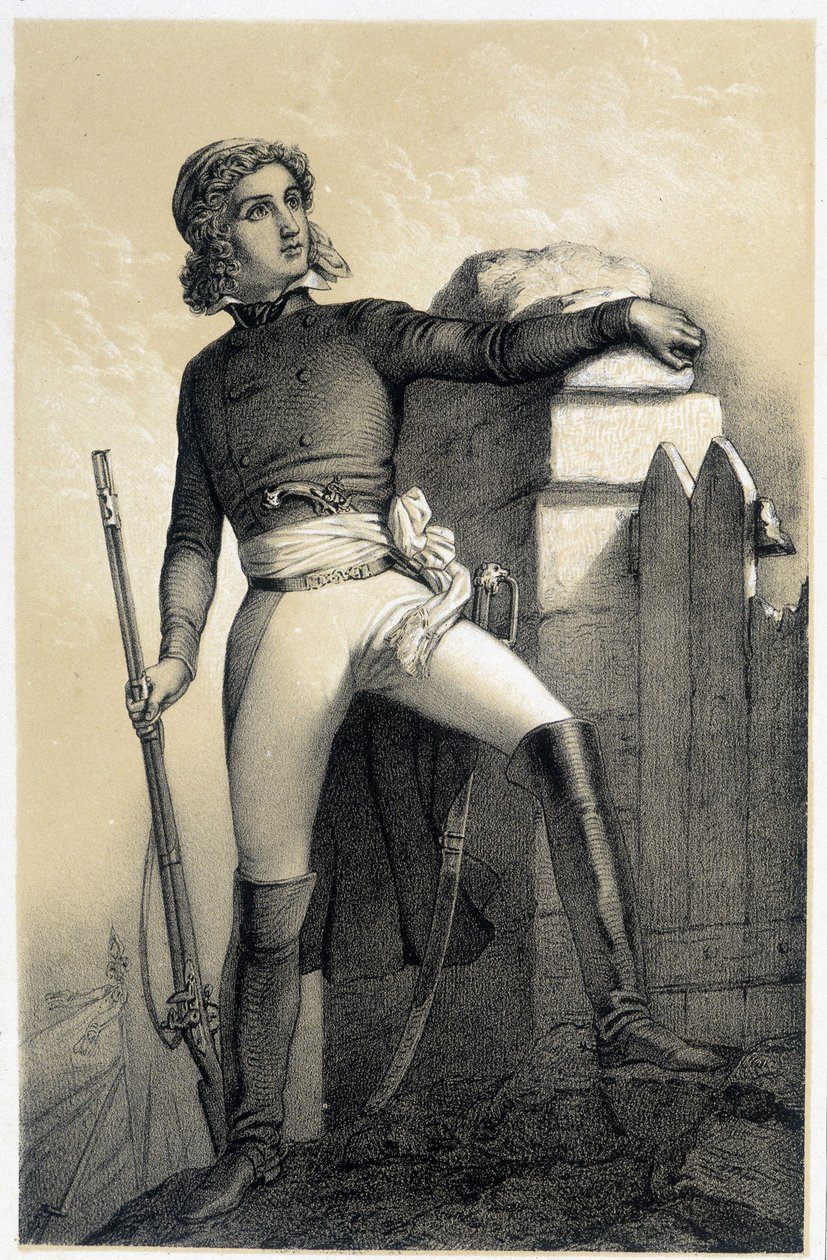 Portrét Henri du Vergier, hrabě z La Rochejaquelein (nebo Verger de La Rochejacquelein) (1772-1794) - v „Galerie historique de la Revolution francaise“ od Alberta Maurina od French School