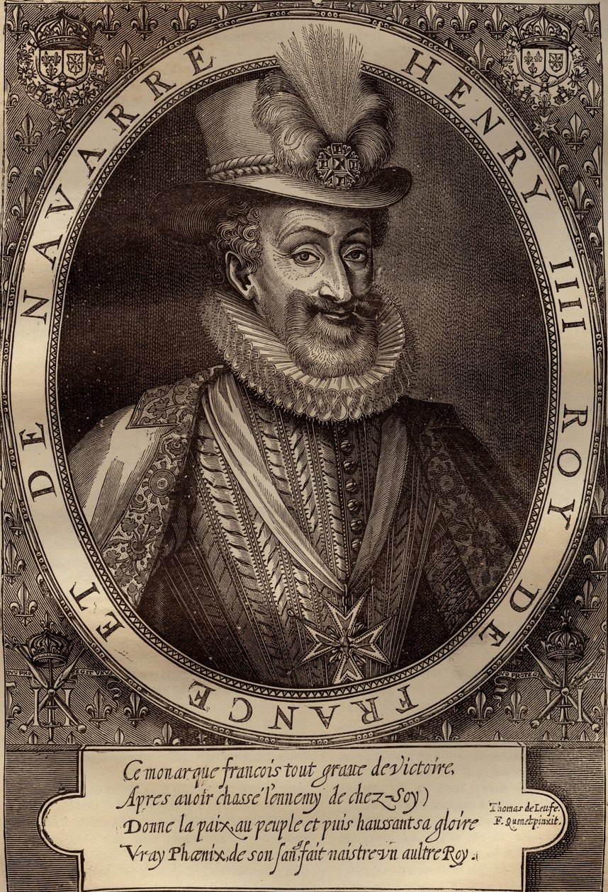 Portrét Jindřicha IV. (1553-1610) Francouzský král - Portrét Jindřicha IV. (1553-1610) Francouzský král - rytina 17. stol. od French School