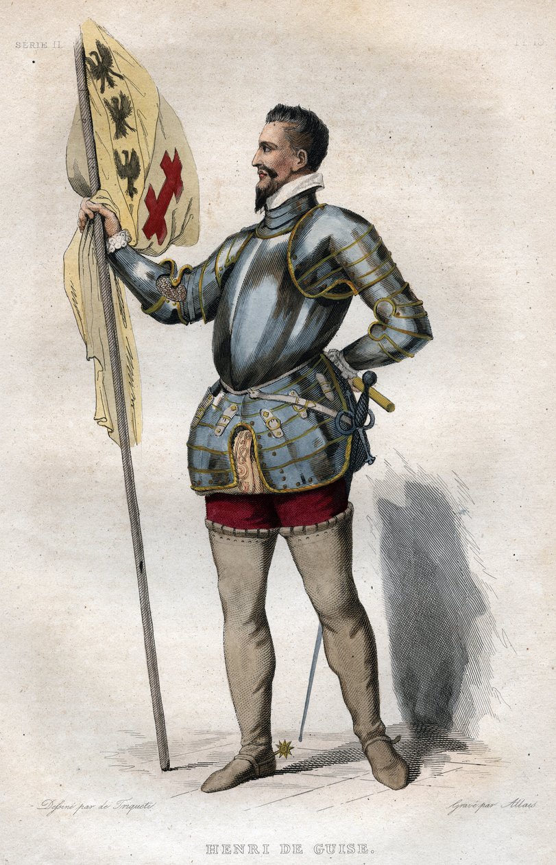 Portrét Jindřicha I., vévody z Guise (1550-1588) zvaný „zjizvený“, ilustrace z „“Le Plutarque Français““ od Edmonda Mennecheta od French School