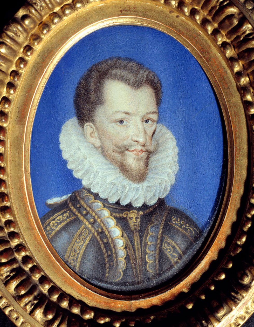 Portrét Jindřicha I. Lotrinského, vévody z Guise dit le Balafre (1550-1588) Anonymní kvaš na velínu. Chantilly ze 16. století, Musee Conde od French School