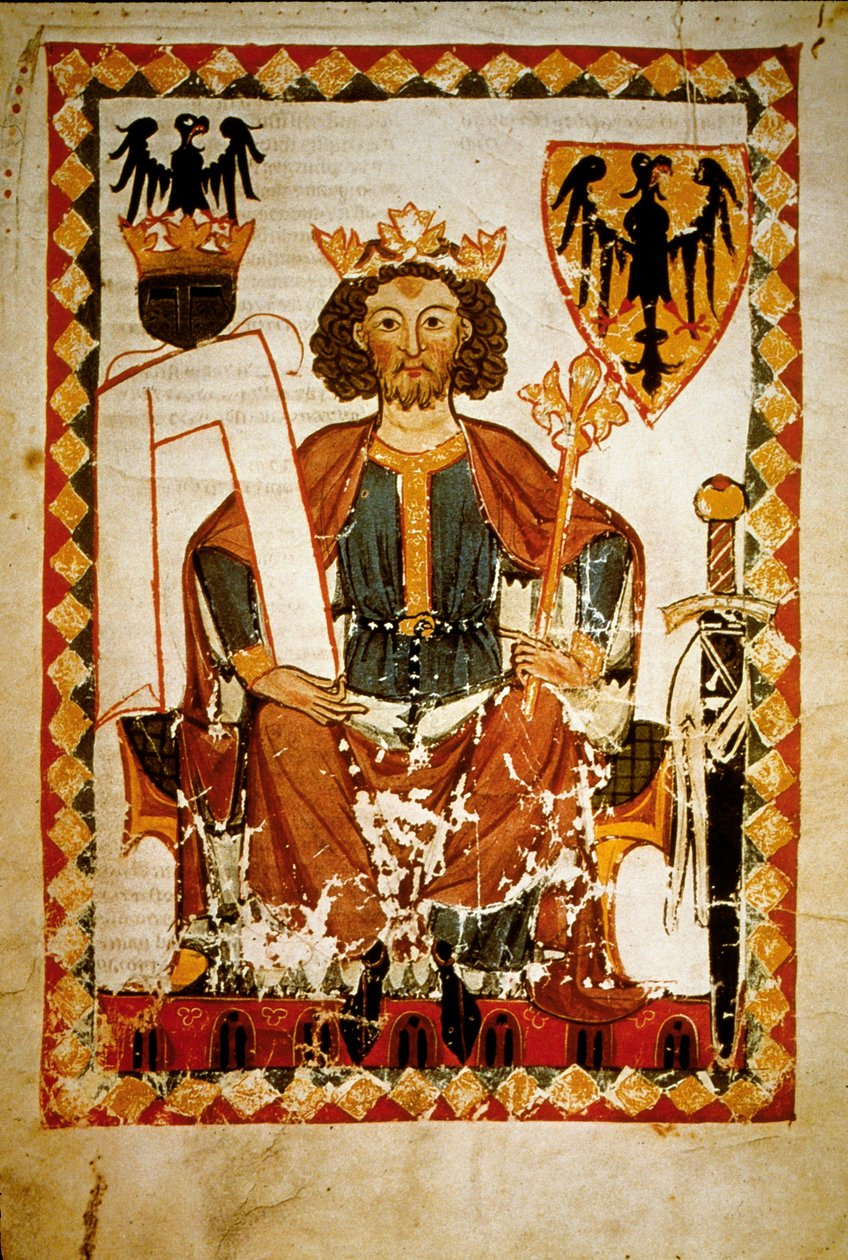 Portrét Jindřicha VI. (1165-97), německého krále, sicilského a císaře Svaté říše římské. Miniatura kodexu „Manesse“ od French School