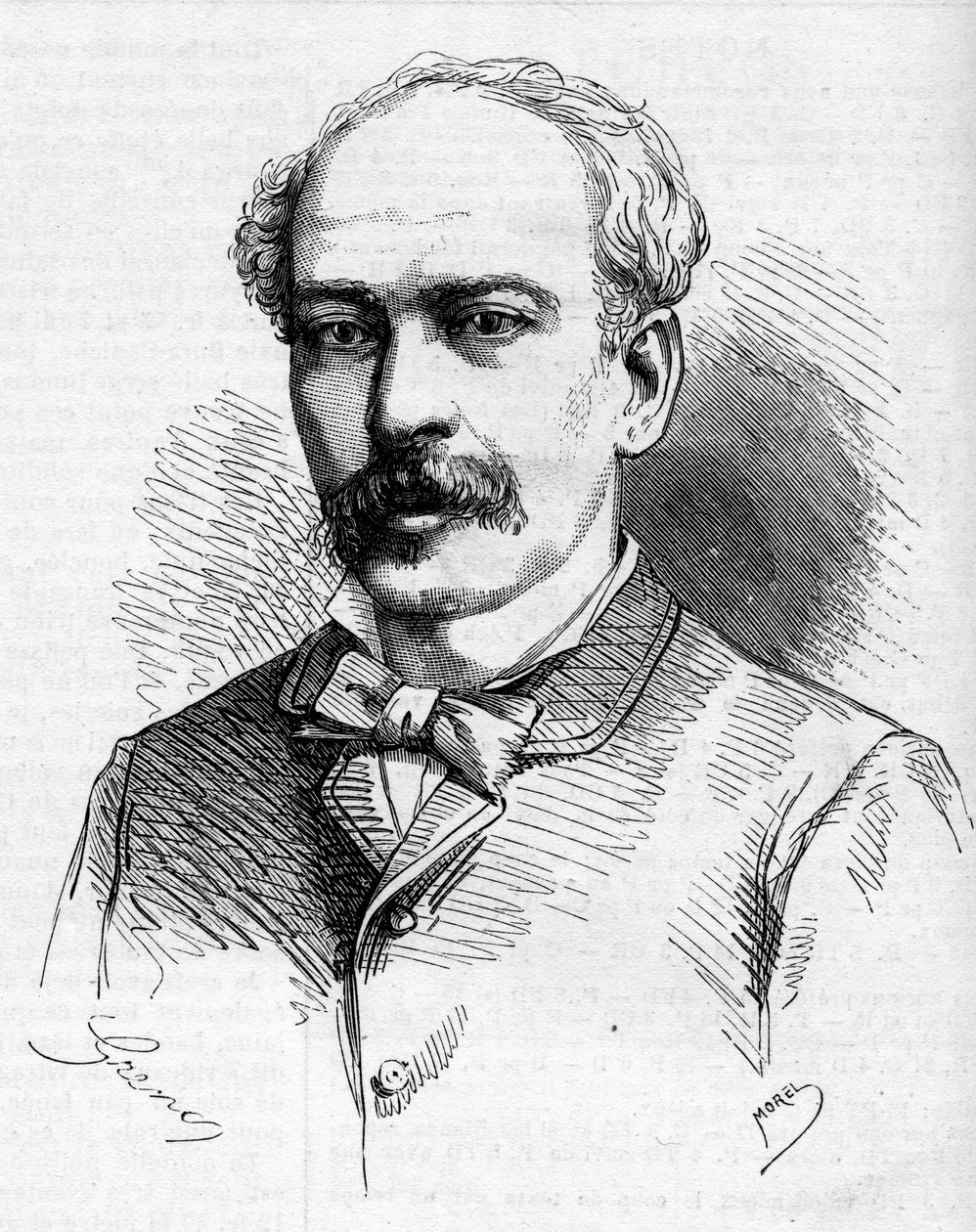 Portrét Hermenegilda Capela (1841-1917), portugalského cestovatele. Gravírování v ""The Illustrous World"" od French School