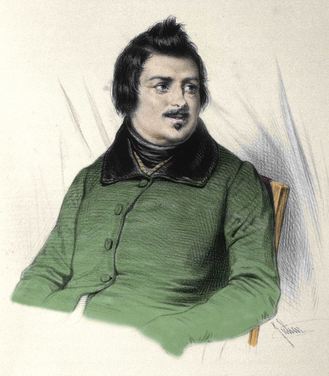 Portrét Honore de Balzac (1799-1850), francouzského spisovatele. od French School