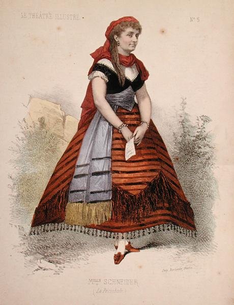 Portrét Hortense Schneider (1833-1920) v roli La Perichole ve stejnojmenné operetě Jacquese Offenbacha (1819-90) ilustrace z 