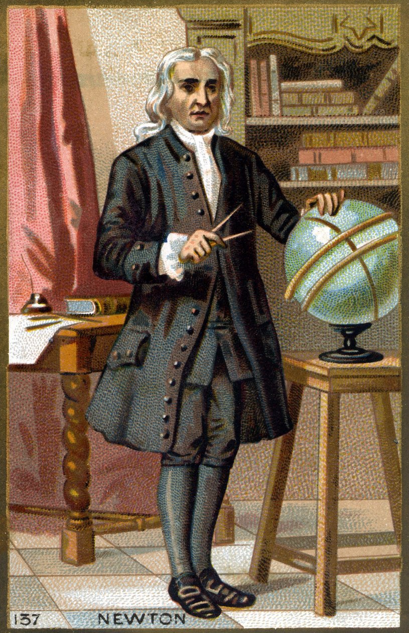 Portrét Isaaca Newtona (1642-1727). Chromolitografie konce 19. století. od French School
