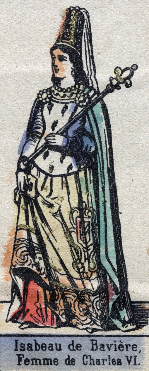 Portrét Isabeau (Isabelle, Elisabeth) de Baviere (1371-1435), manželky francouzského Karla VI. (Kapetovská dynastie). Ilustrace z konce 19. století. od French School