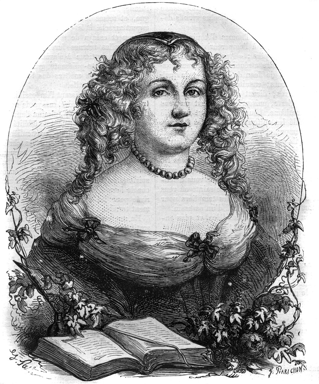Portrét Isabely II Jeruzalémské (Yolande de Brienne), královny Jeruzaléma (1212-1228) a manželky Fridricha II Svaté říše. Rytina do „“ Historie papežů (...) Zločiny královny, krále a císařů v průběhu staletí“ od Maurice Lachatre od French School