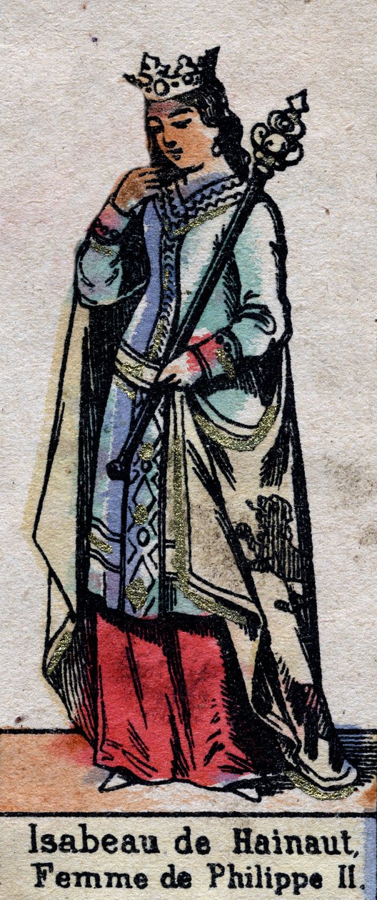 Portrét Isabelle de Hainaut (1170-1190), manželky Filipa II. Francouzského (dynastie Kapetovců). Ilustrace z konce 19. století. od French School