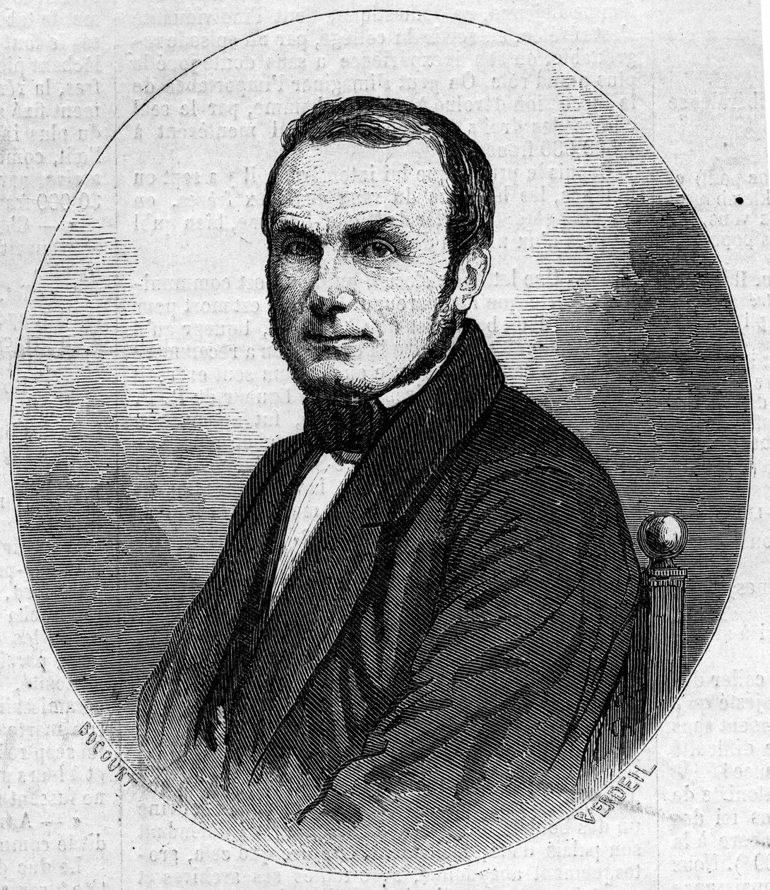 Portrét Isidore Geoffroy Saint Hilaire Saint Hilaire (Saint-Hilaire) (1805-1861), francouzský zoolog, syn Etienne Geoffroy Saint-Hilaire. Rytina do „“ The Illustrated World““ č. 241 z 23. listopadu od French School