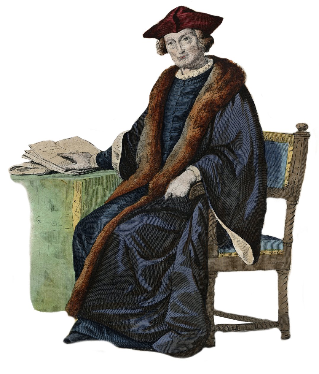 Portrét Jacquese Auguste (Jacques-Auguste) od Thou (Thuanus) (1553-1617), francouzského historika, sběratele knih a prezidenta pařížského parlamentu. ilustrace z „“The French Plutarch”” od Edmonda Mennecheta od French School