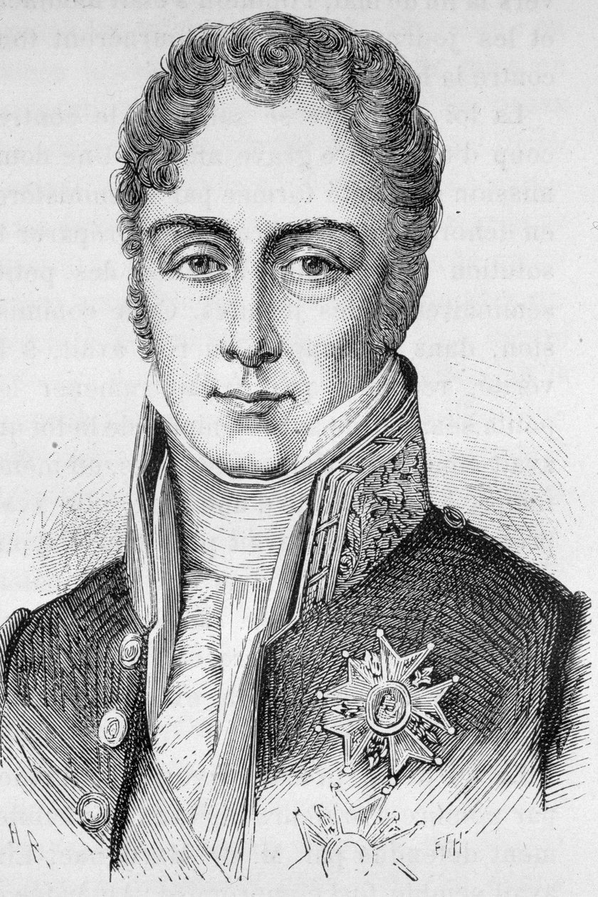 Portrét Jean-Baptista (Jean Baptiste) Sylvere Gay, vikomt de Martignac, francouzský politik (1778 - 1832) - v „“L’Histoire de France““ od Henriho Martina od French School