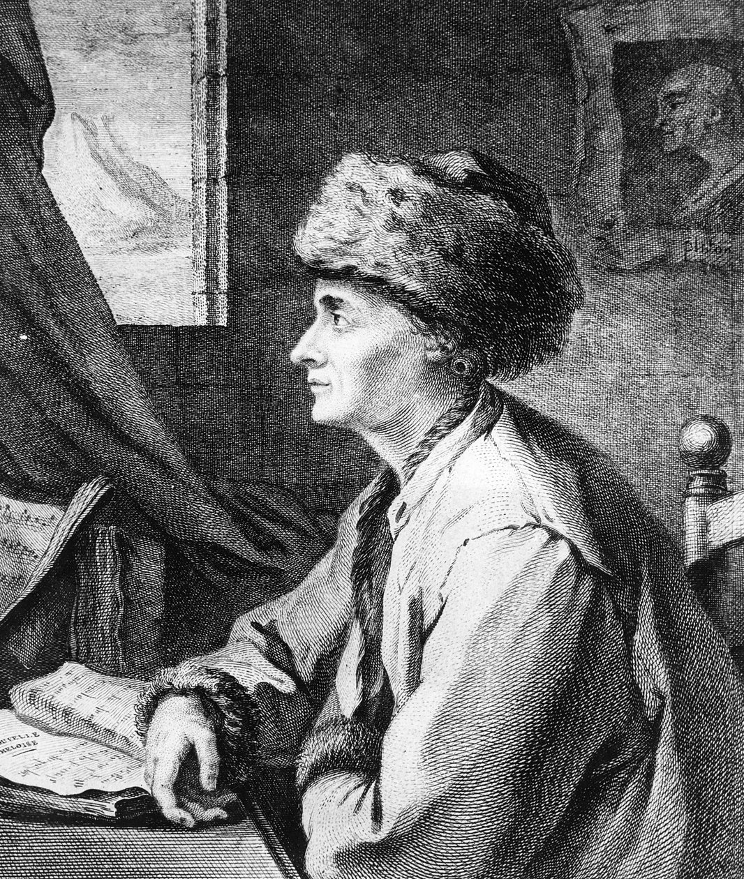 Portrét Jean-Jacquese Rousseaua, kolem roku 1761 od French School