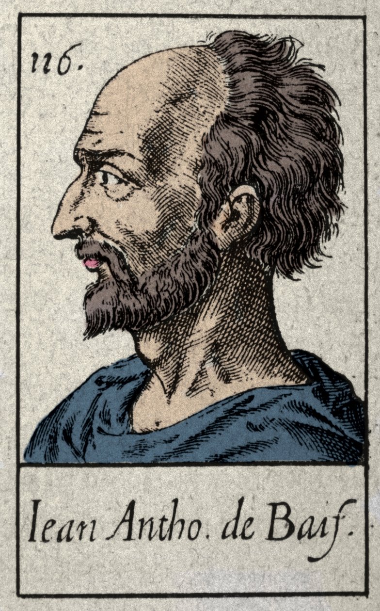 Portrét Jean Antoine de Baif (1532-1589), francouzský básník člen hnutí Plejáda. Rytina 19. století. od French School