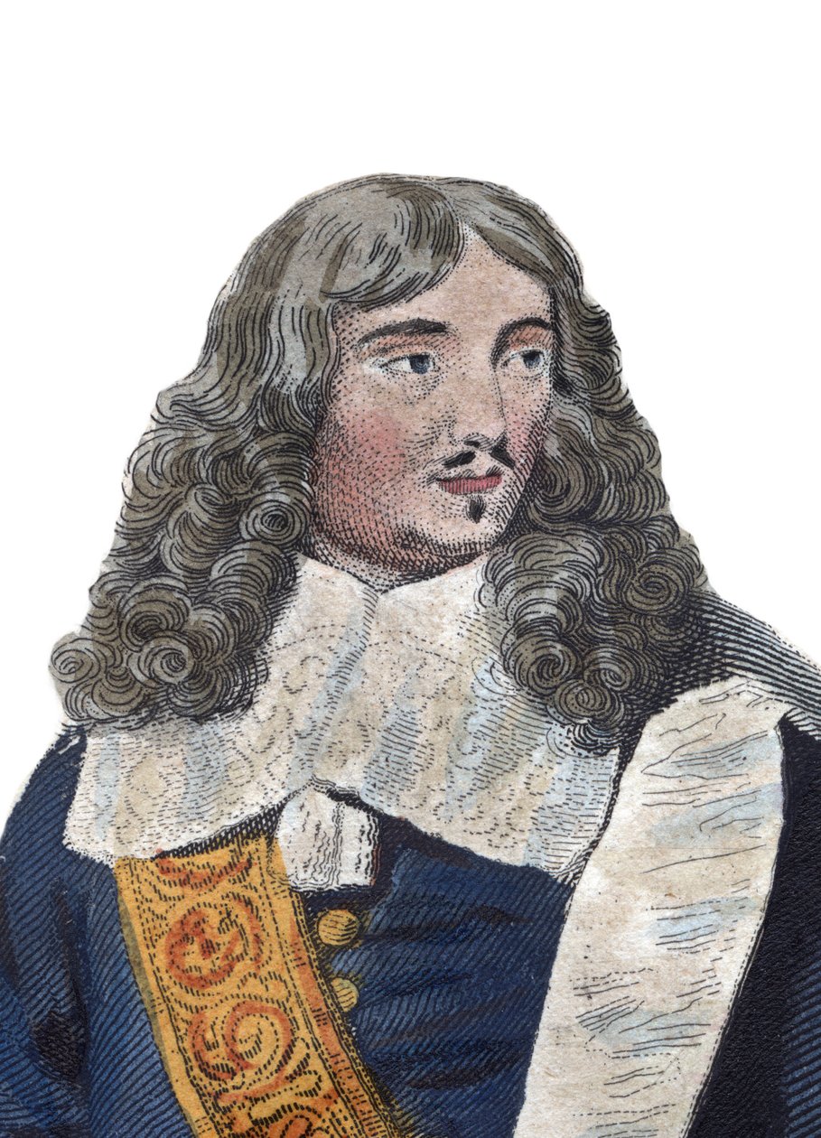 Portrét Jean Baptiste (Jean-Baptiste) Colbert (1619-1683), francouzský politik. ilustrace z „“The French Plutarch”” od Edmonda Mennecheta od French School