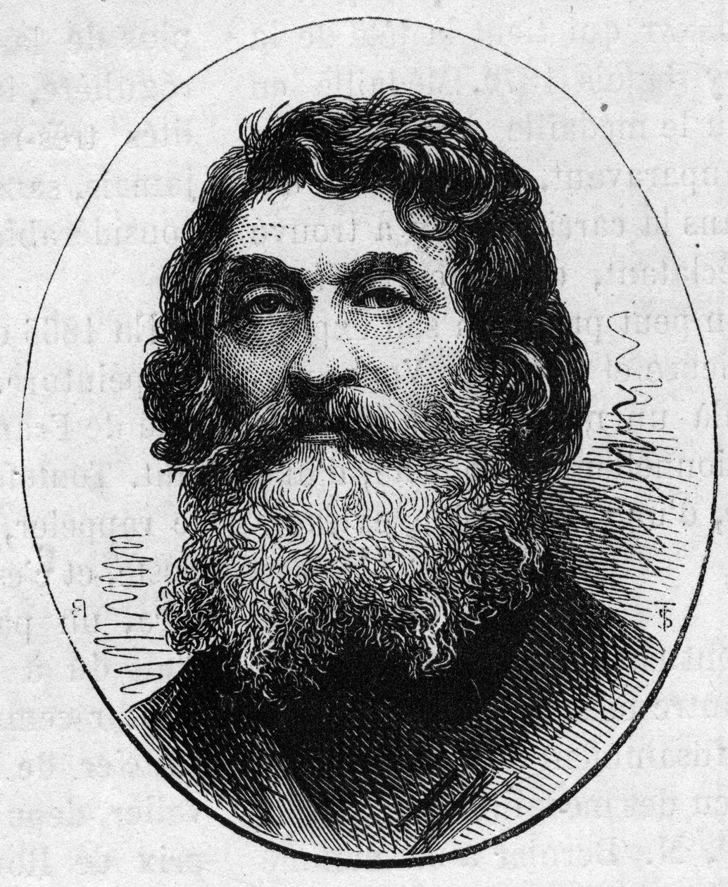 Portrét Jean Baptiste Paul Cabet (1815-1876), francouzský sochař. Rytina v „“ Le Monde Illustré““ č. 890 ze dne 2. května 1874. od French School