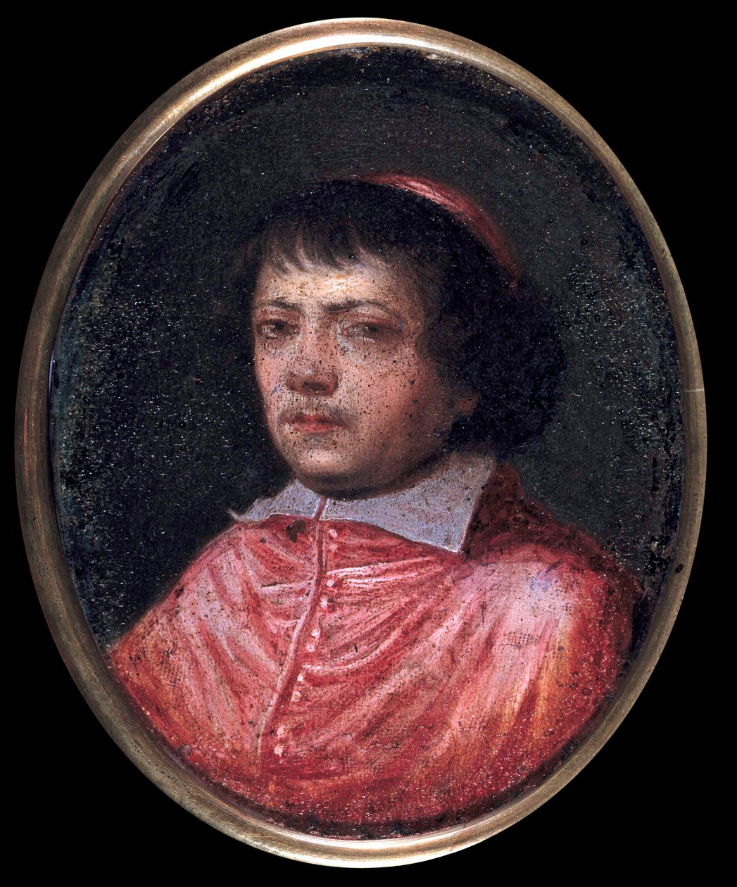Portrét Jean Francois Paul de Gondi (Jean-Francois-Paul de Gondy) (1614-1679) Kardinál de Retz, koadjutor pařížského Archeveque, kardinál v roce 1651 Miniaturní obraz 17. století. Chantilly, Conde Museum od French School