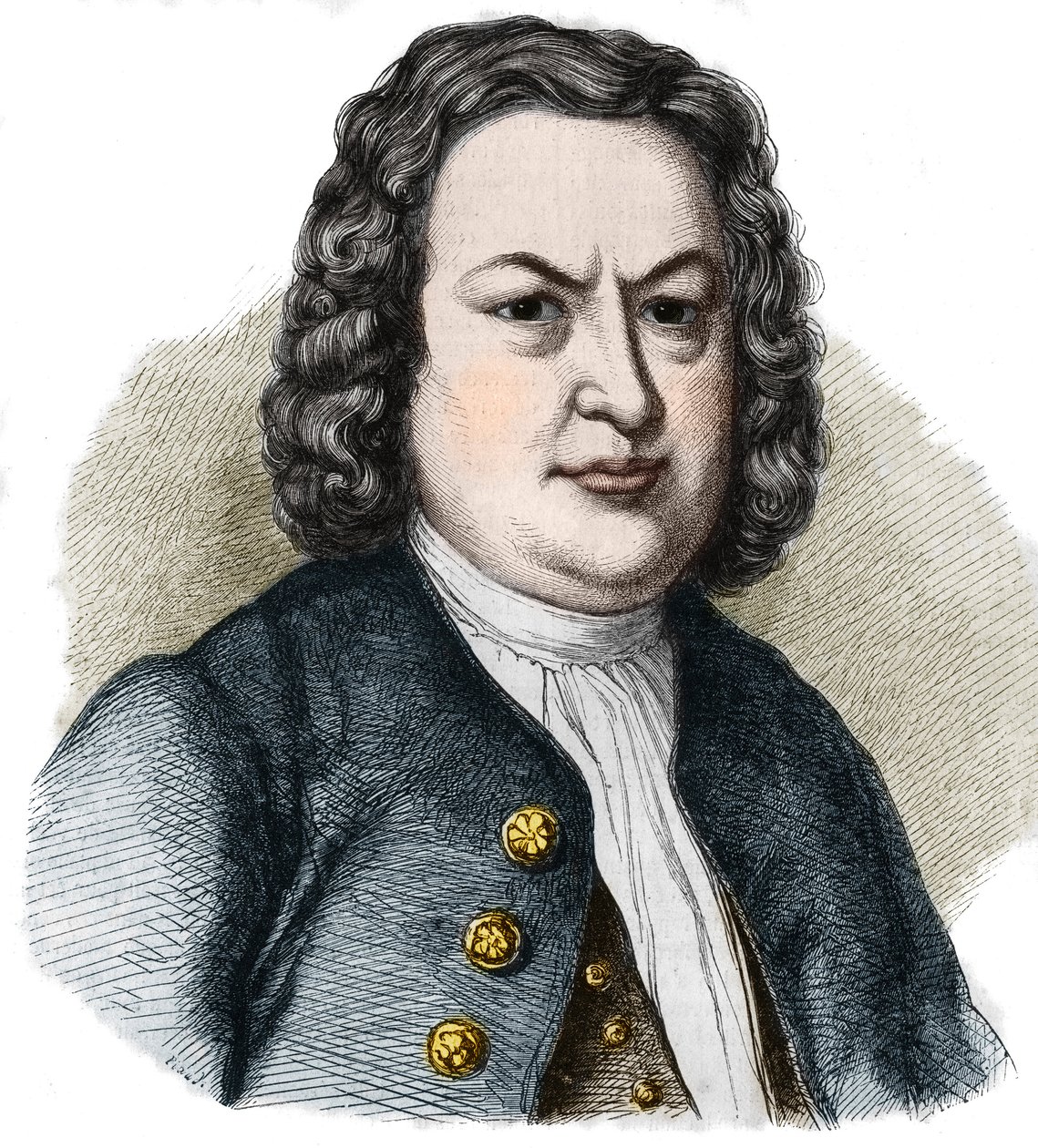 Portrét Jean Sebastian (Johann Sebastian) Bach (1685-1750) německý skladatel. Rytina z roku 1858. od French School