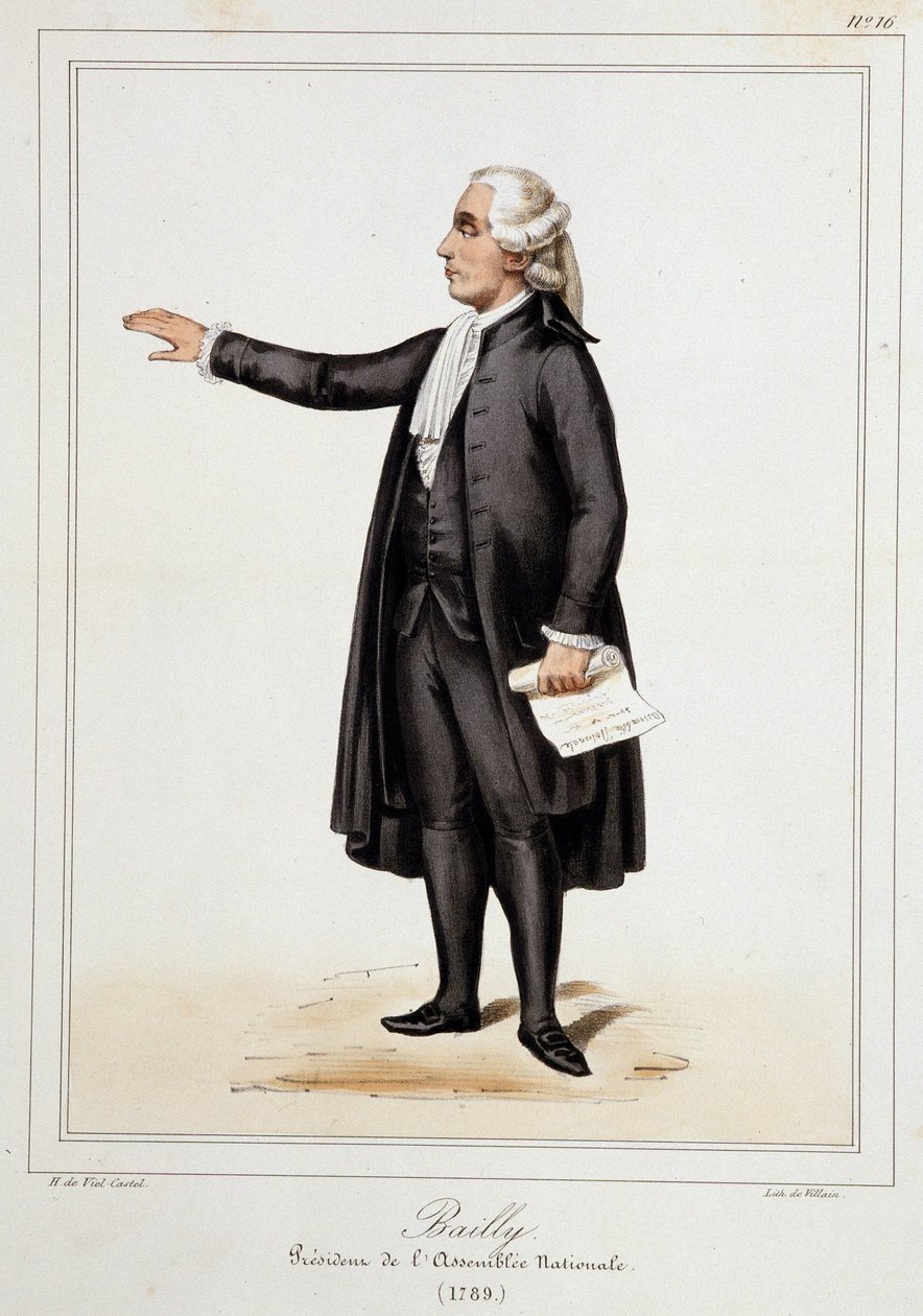 Portrét Jeana Sylvaina Baillyho (1736 - 1793) - v „“Sbírce kostýmů, zbraní a nábytku pro dějiny francouzské revoluce a impéria“ od Horace de Viel-Castel (Viel Castel) od French School