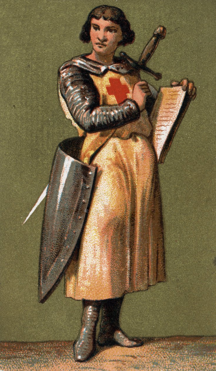 Portrét Jeana de Joinville (1225 - 1317) Francouzský fejetonista Přítel a důvěrník krále Ludvíka IX., kterého doprovázel na VII. křížovou výpravu. Chromolitografie 19. století. od French School