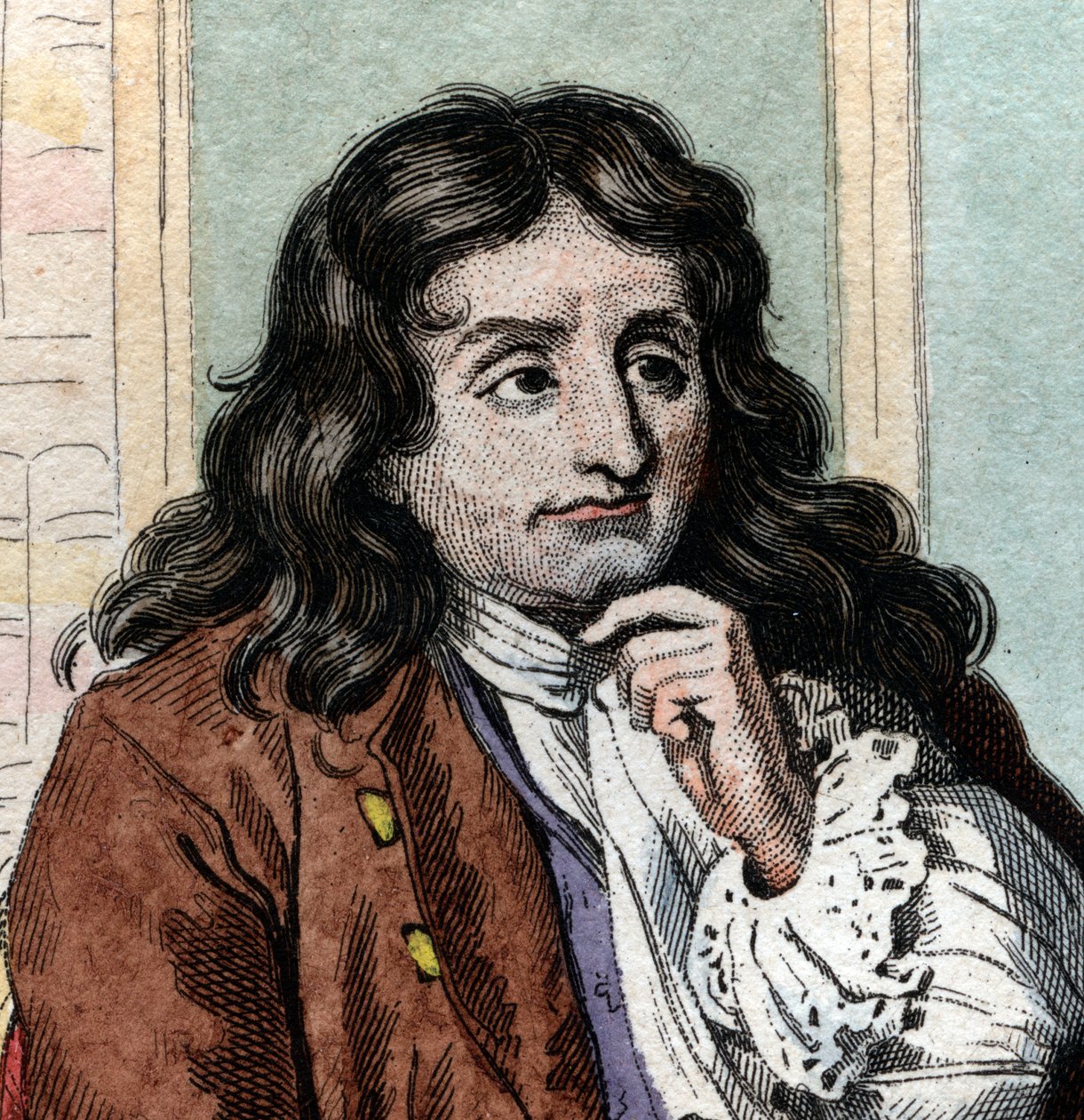 Portrét Jean de La Fontaine (Lafontaine) (1621-1695), francouzský fabulista a básník. od French School