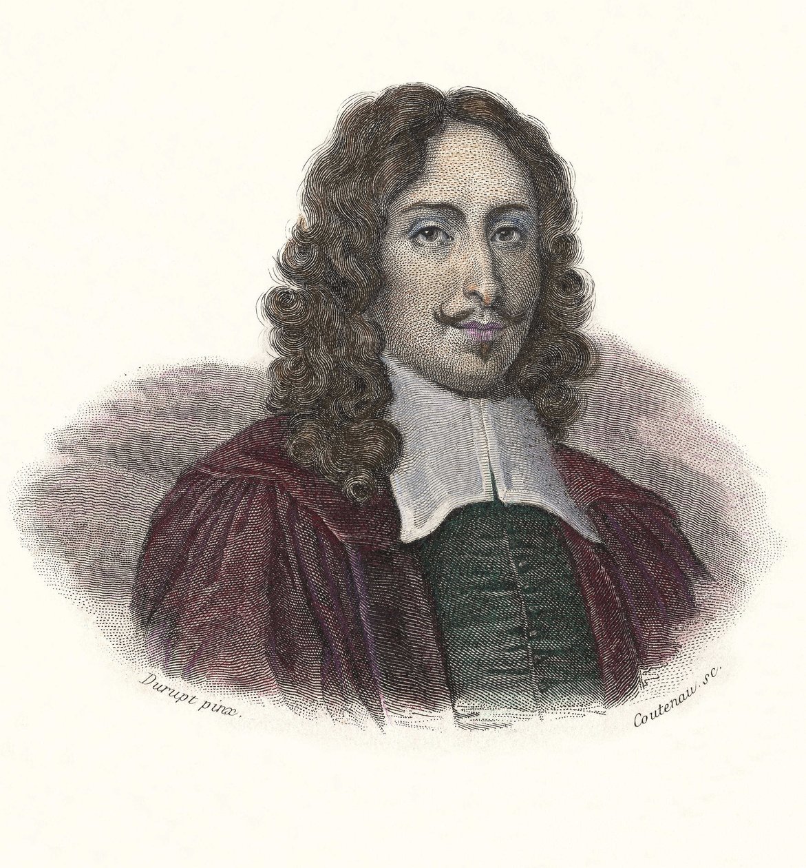 Portrét Jeana de Rotrou (1609 - 1650), francouzského básníka a dramatika, v knize "Portraits des Hommes Useful". od French School