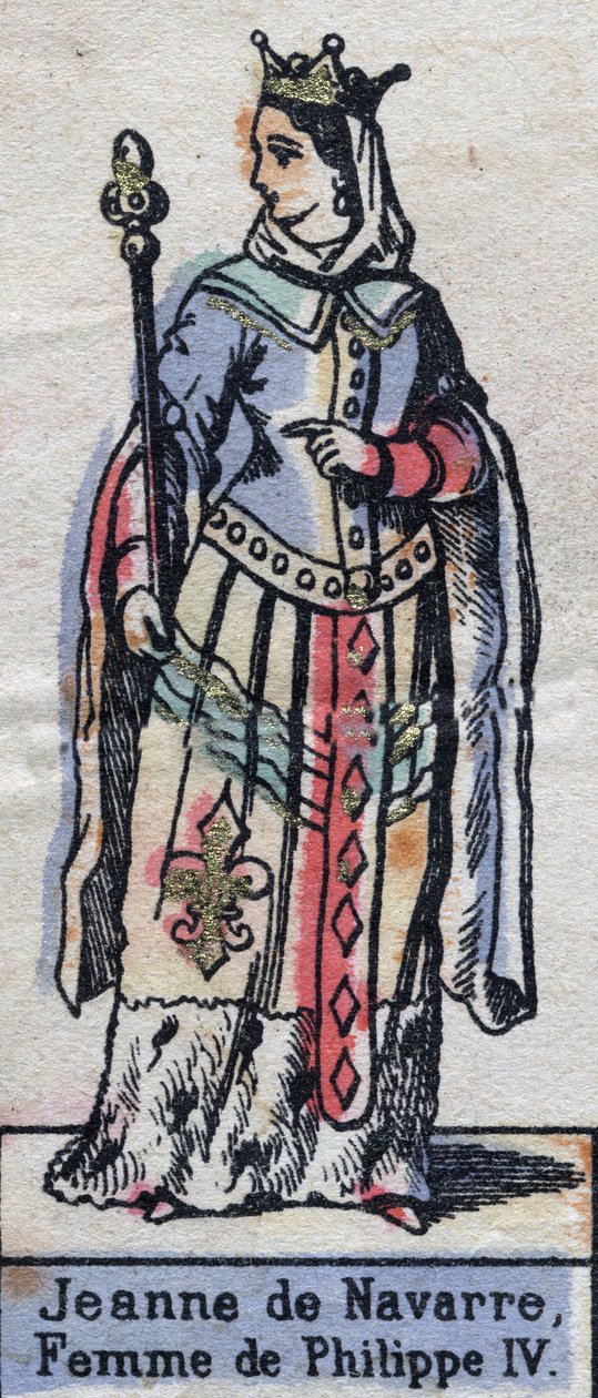 Portrét Jeanne Iere Navarrské (1273-1304), manželky francouzského Filipa IV. (Kapetovská dynastie). Ilustrace z konce 19. století. od French School