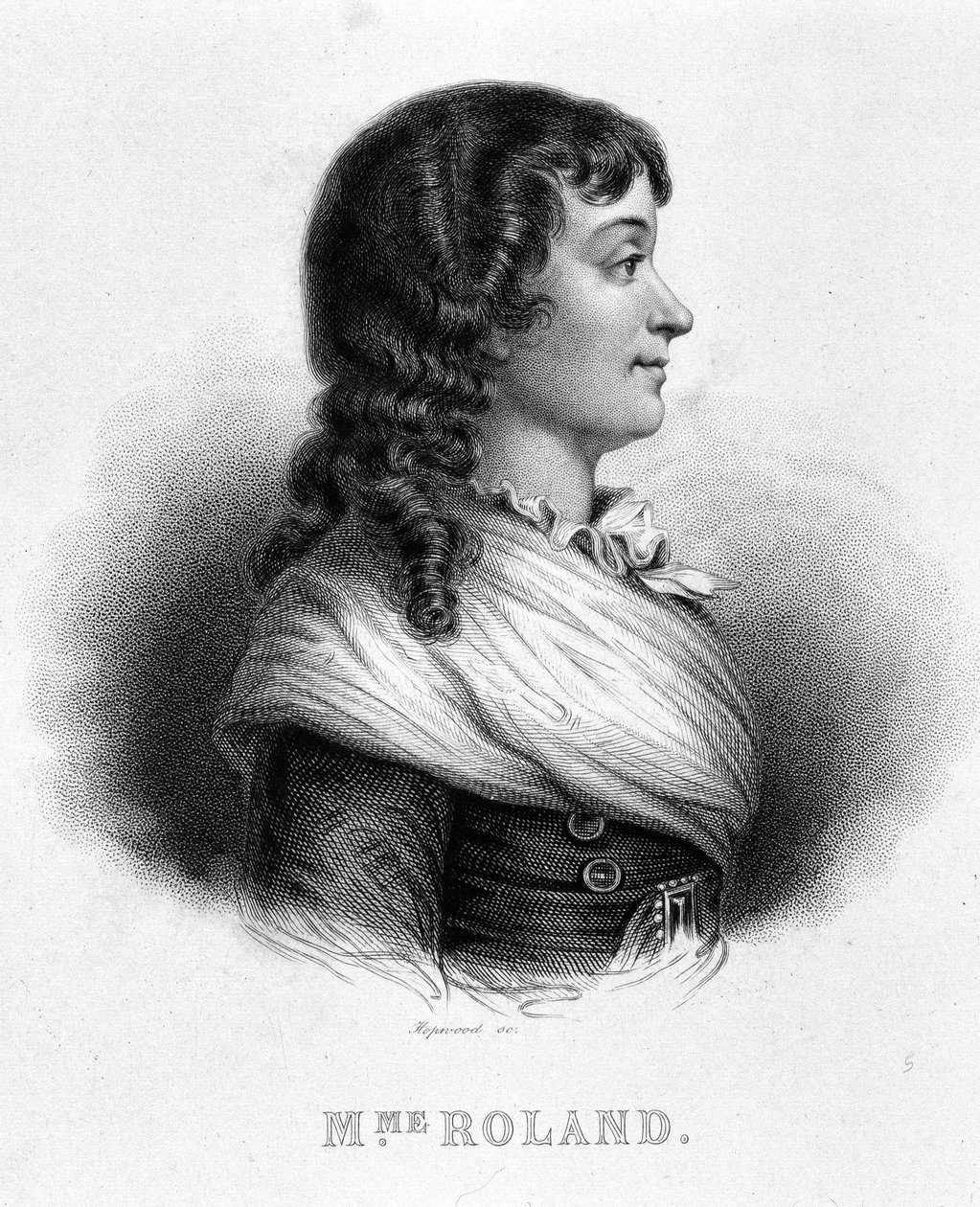 Portrét Jeanne Marie nebo Manon Philipon, Madame Roland (1754 - 1793) - v „“Revolution francaise““ od Thierse od French School