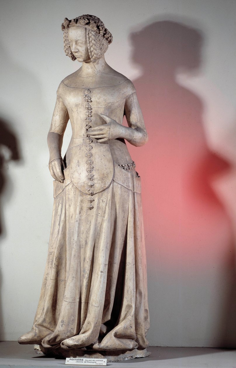 Portrét Jeanne de Boulogne, manželky vévody z Berry (1340-1416) Socha z roku 1385 z justičního paláce v Poitiers. Paříž, Muzeum památek anglicky od French School