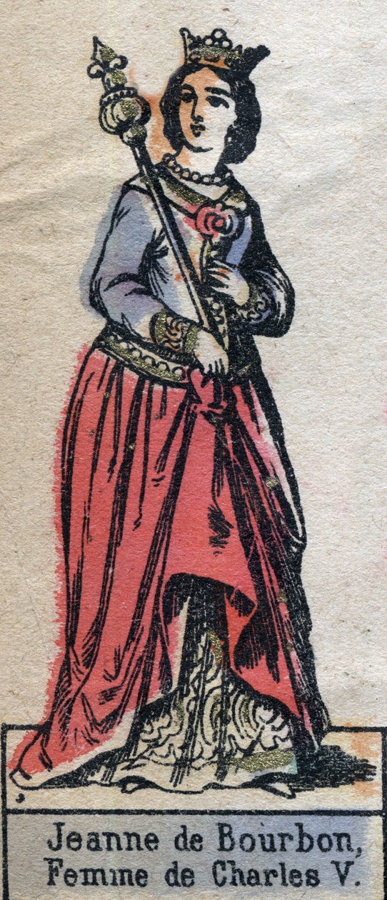 Portrét Jeanne de Bourbon (1337-1378), manželky francouzského Karla V. (Kapetovská dynastie). Ilustrace z konce 19. století. od French School