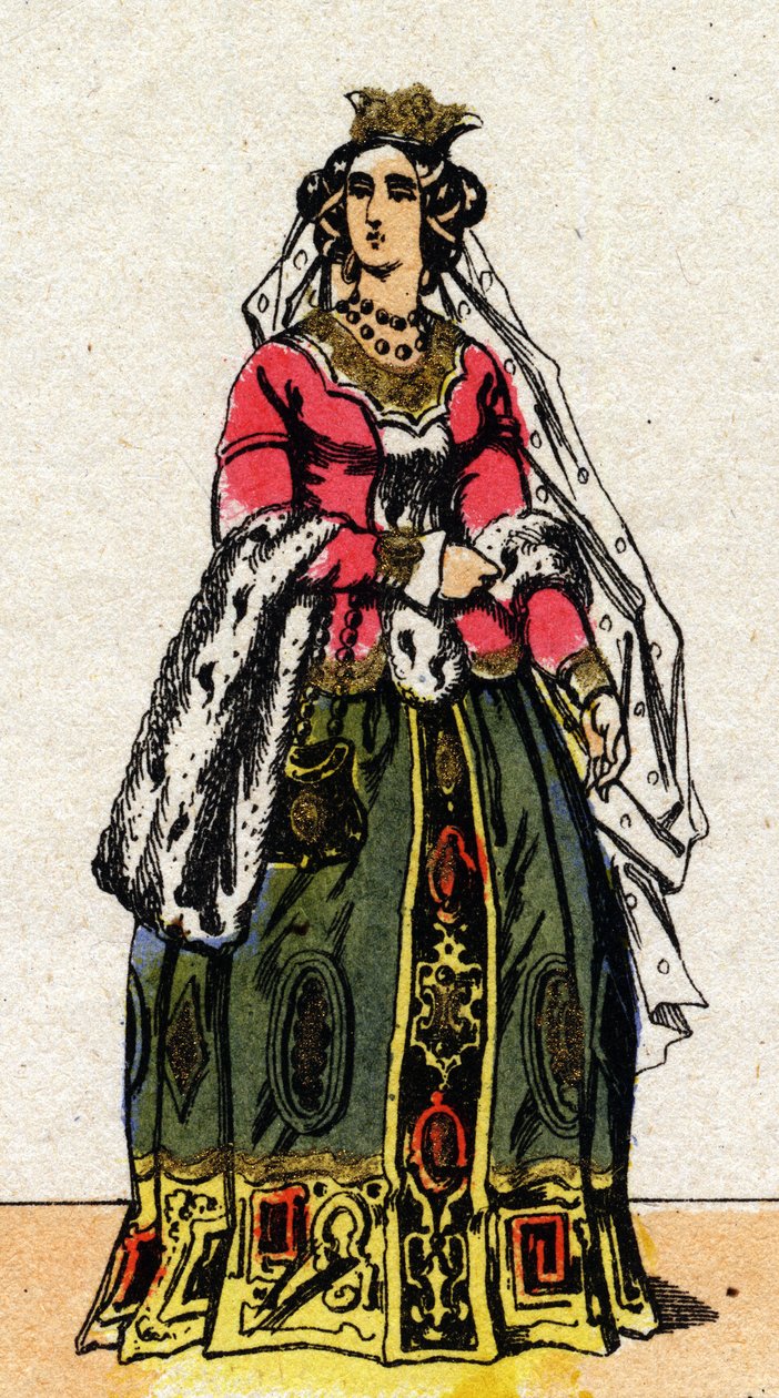 Portrét Jeanne de Bourbon (1337-1378), manželky francouzského Karla V. od French School