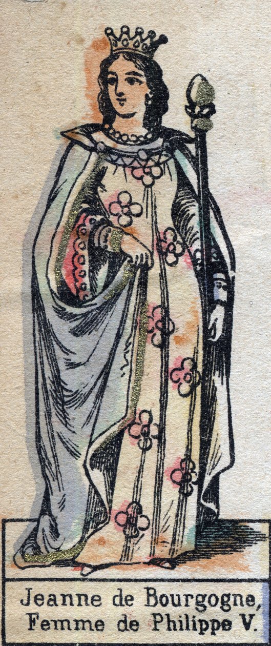 Portrét Johanky Burgundské (asi 1291-1330), manželky Filipa V. z Francie. (Kapetovská dynastie). Ilustrace z konce 19. století. od French School