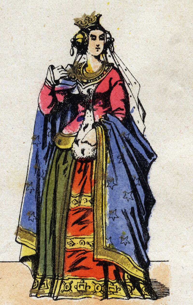 Portrét Johanky Burgundské (asi 1291-1330), manželky Filipa V. z Francie. (Kapetovská dynastie). od French School