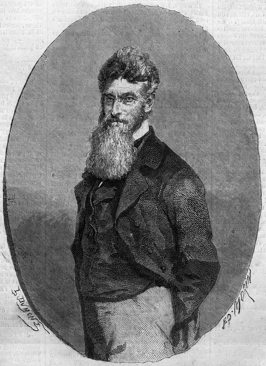 Portrét Johna Browna (1800-1859), amerického aktivisty proti otroctví. Rytina v „“ Le Monde Illustré““ č. 140 ze 17. prosince 1859. od French School