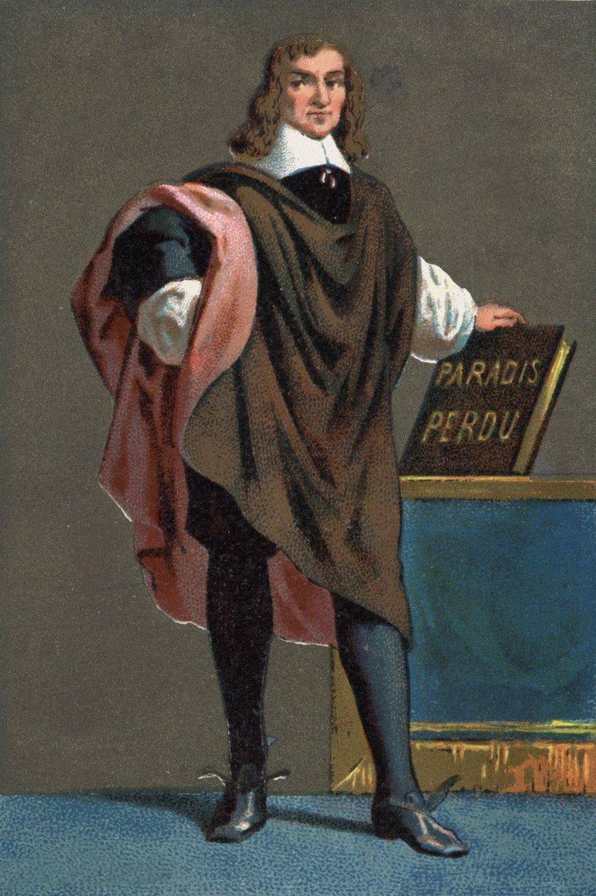 Portrét Johna Miltona, anglického básníka a esejisty (1608 - 1674) od French School
