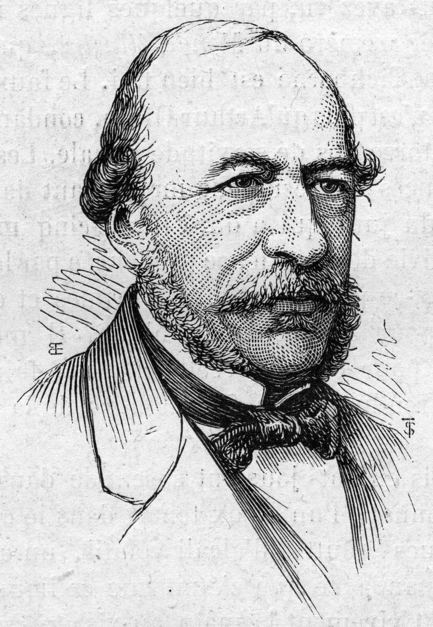 Portrét Josepha Autrana (1813-1877), francouzského básníka a akademika. Rytina v „“ Le Monde Illustré““ č. 883 ze 14. března 1874. od French School