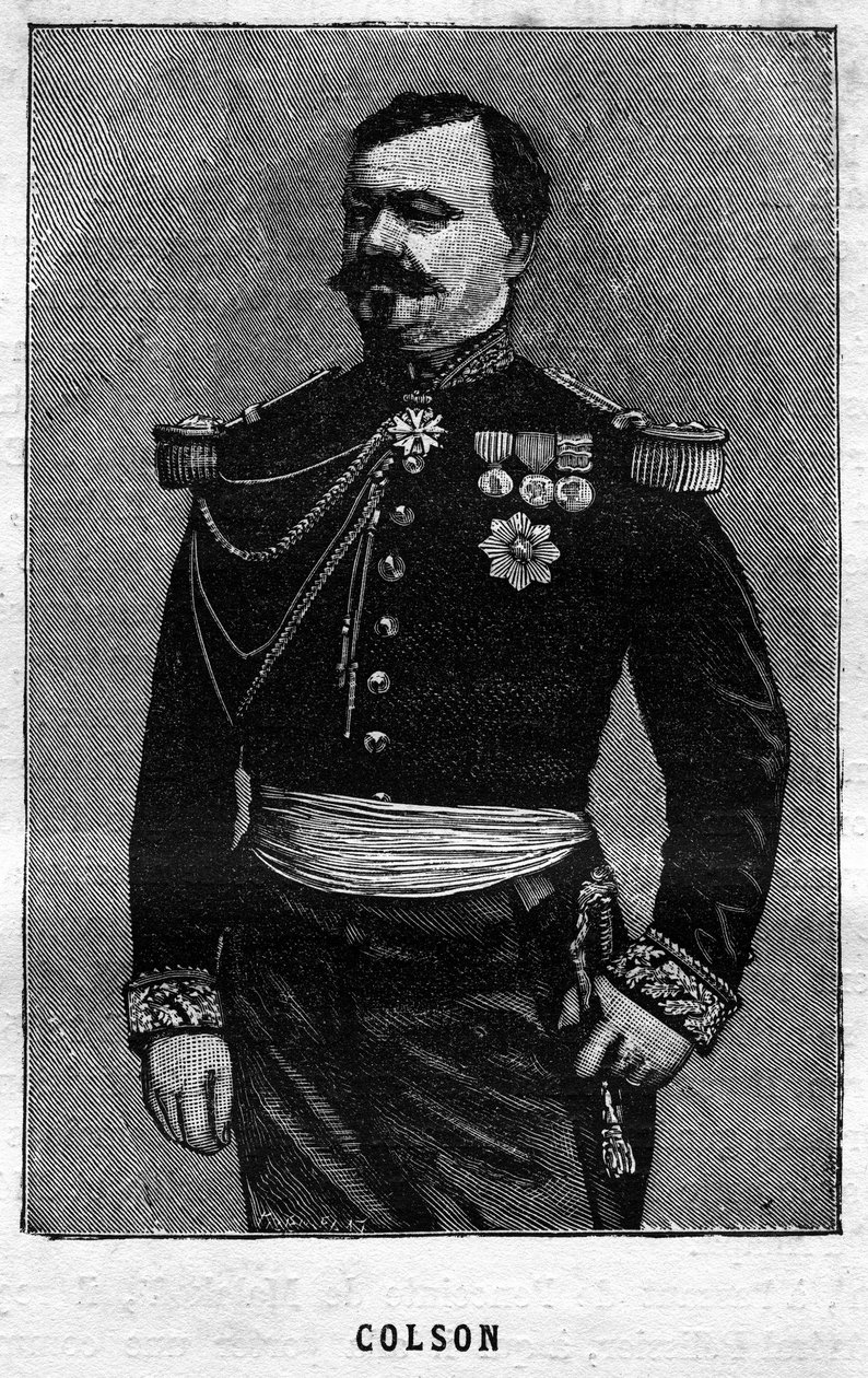Portrét Josepha Emile Colsona (1821-1870), francouzského generála. Rytina v „Les Illustrations De L