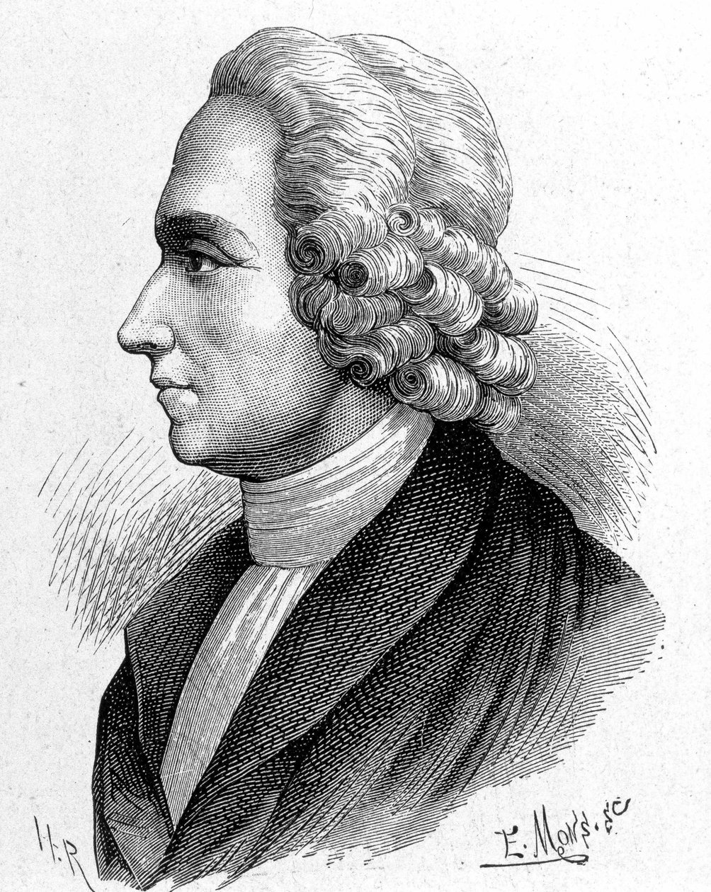 Portrét Josepha Priestleyho (1733 - 1804), britského chemika a teologa - v „“ Album of Science; proslulí učenci; Velké objevy””” 1896. od French School