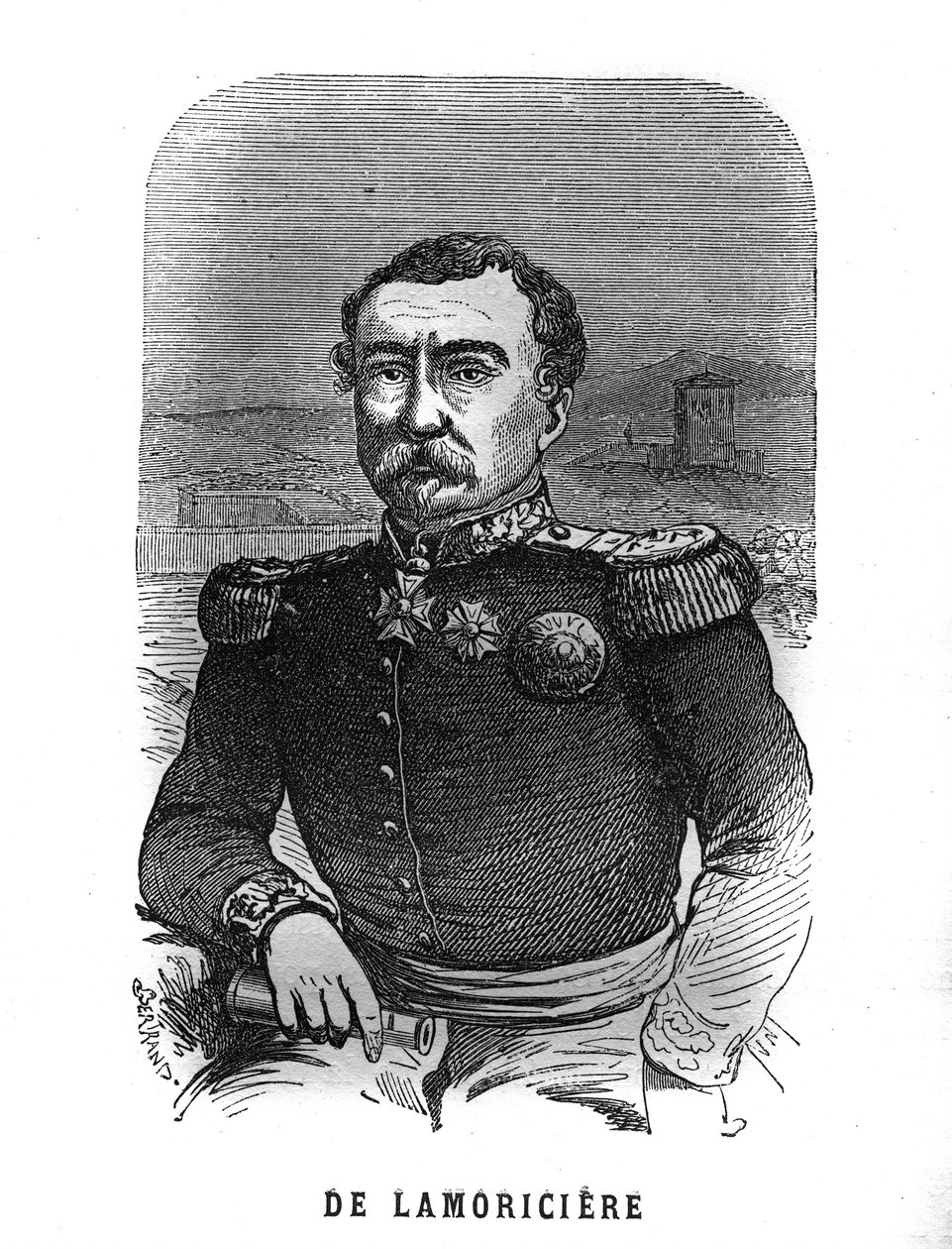 Portrét Josepha Vantiniho, dit Youssouf (1808-1866), francouzský generál. Rytina v „Les Illustrations De L