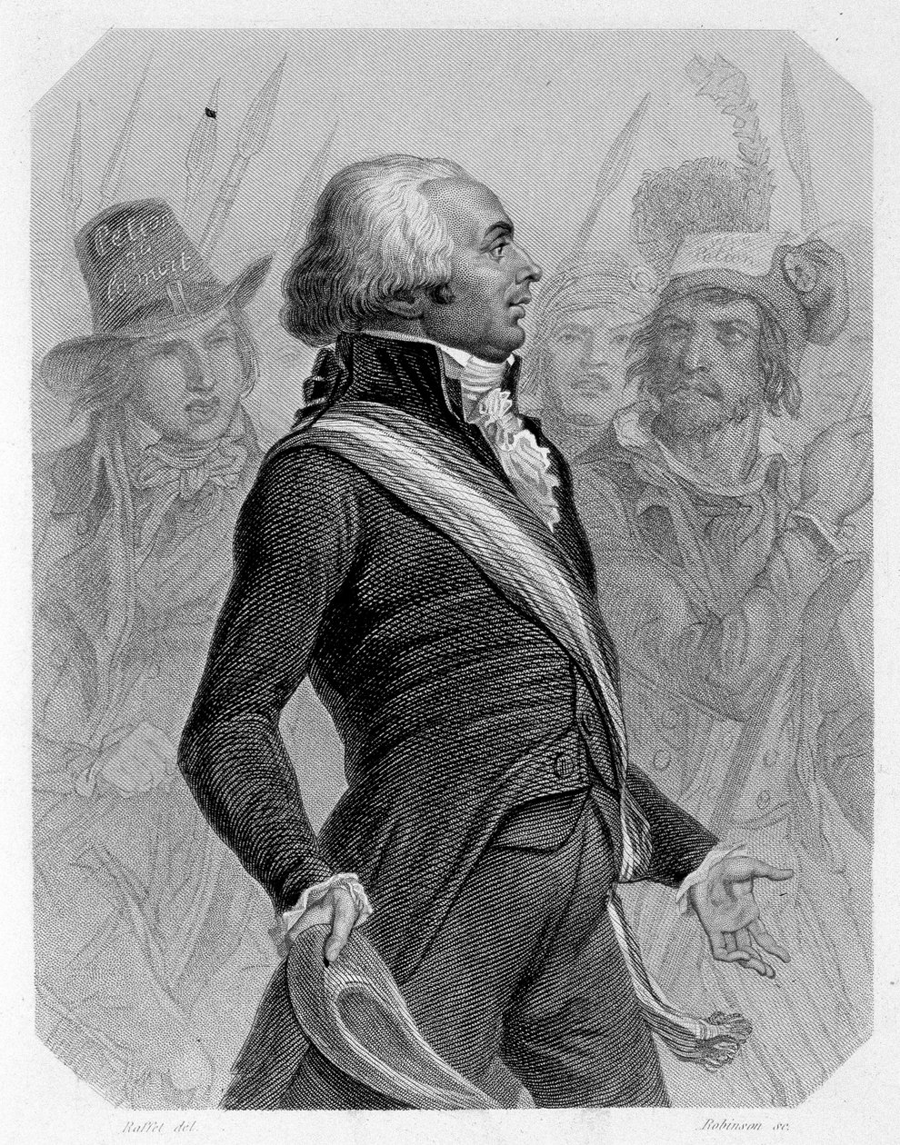 Portrét Jéroma Pétiona de Villeneuve (1756-1794), francouzského politika. V „Historie Girondinů““ od Lamartina od French School