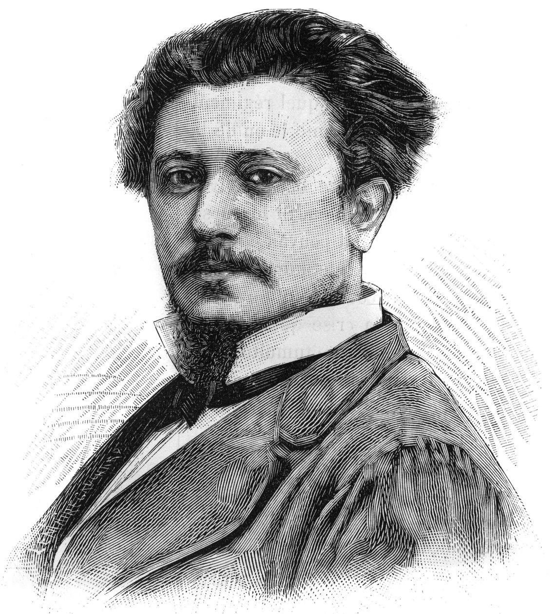 Portrét Karla Daubignyho (1846-1886), francouzského malíře. Rytina v „“Le Monde Illustré“, 5. června od French School