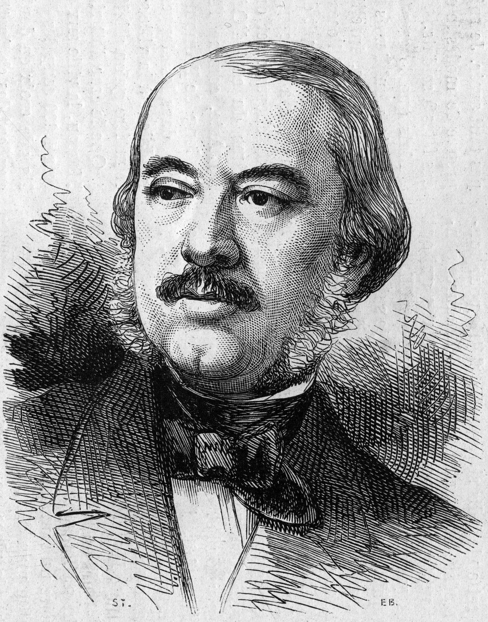 Portrét Leona Layi (1810-1872), francouzského dramatika. Rytina v „“ Le Monde Illustré““ č. 805 ze 14. září 1872. od French School