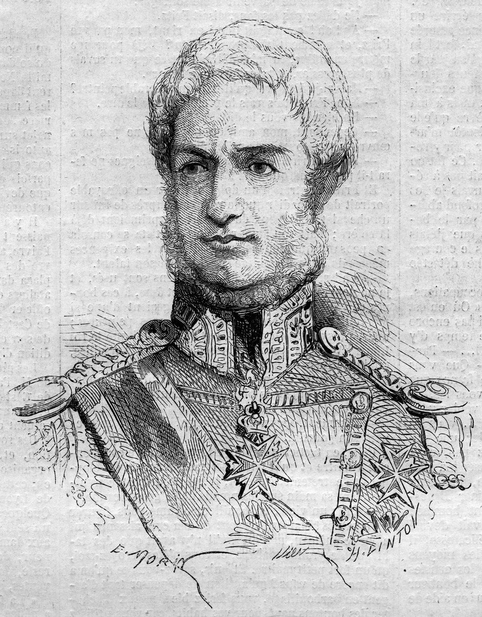 Portrét Leopolda II. (1797 - 1870), velkovévody toskánského. Rytina v „“ Le Monde Illustré““ č. 108 ze 7. května 1859. od French School