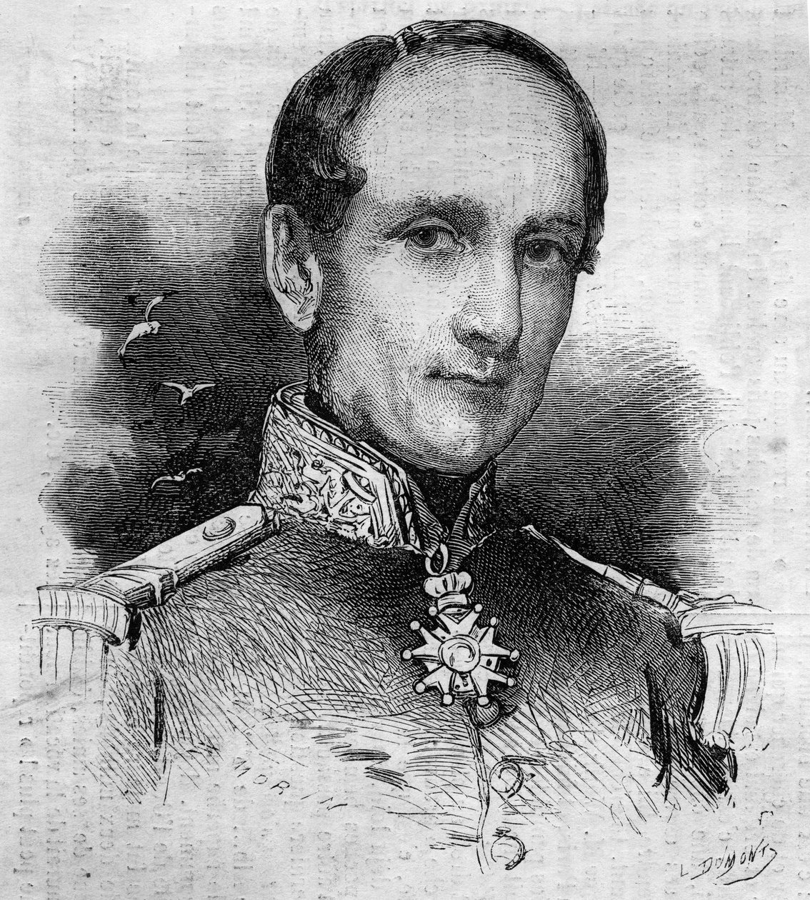 Portrét Leopolda Victora Charnera (1797 - 1869), francouzského admirála. Rytina v „“ Le Monde Illustré““ č. 186 ze dne 3. listopadu 1860. od French School