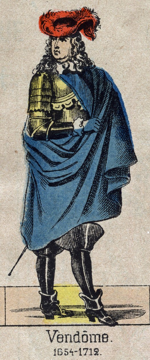 Portrét Louis-Joseph (Louis Joseph) de Bourbon (1645-1712) známý jako Grand Vendome, vévoda z Penthievre a Mercoeur, poté vévoda z Vendome a dvojice Francie. Obrázek Epinal z konce 19. století. od French School