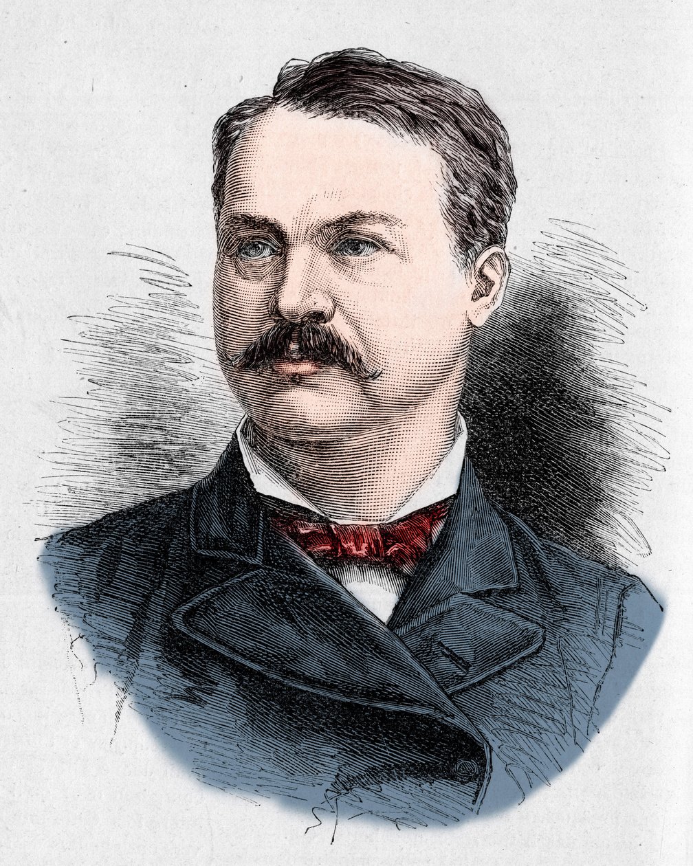 Portrét Louis Honore (Louis Honore) Frechette (1839-1908), kanadský básník a dramatik. Rytina Charlese Georgese v „“Le Monde Illustré““ č. 1328 z 9. září 1882. od French School