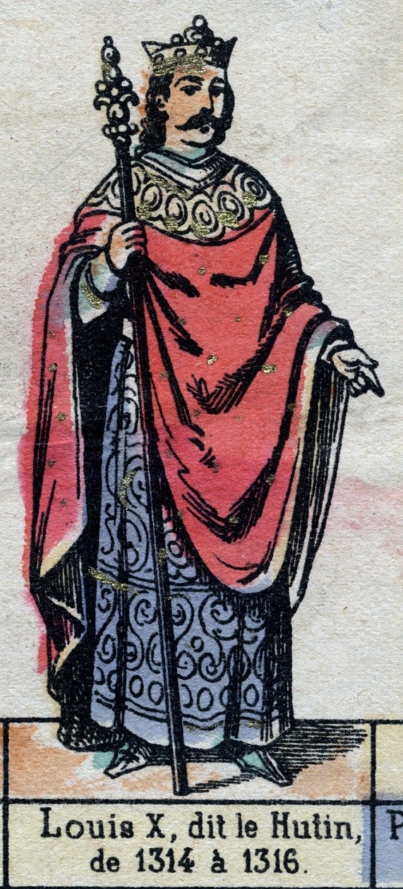 Portrét Ludvíka X. Francouzského, známého jako Ludvík Hutin (1289-1316) (dynastie Kapetovců). Ilustrace z konce 19. století. od French School