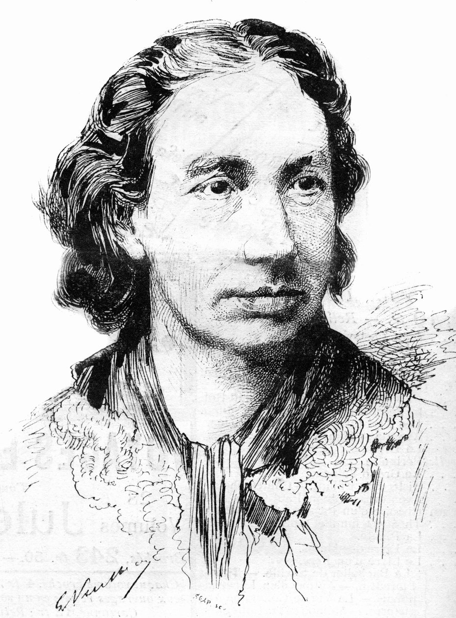 Portrét Louise Michelové (1830-1905), feministické aktivistky a přívrženkyně pařížské komuny. Zde v roce 1887. od French School