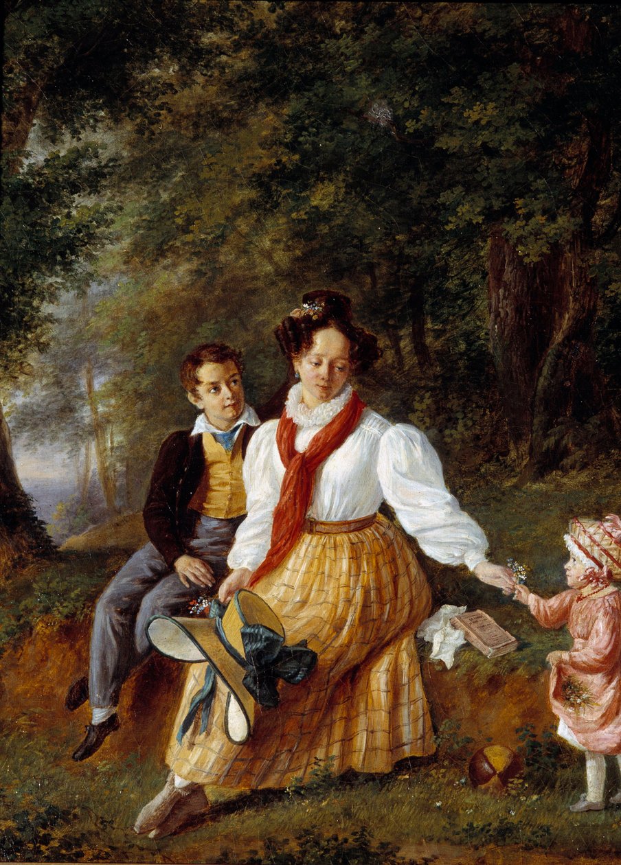 Portrét Madame Paul de Lock se svými dětmi Malba francouzské školy 19. století. Sceaux, Muzeum Ile de France od French School
