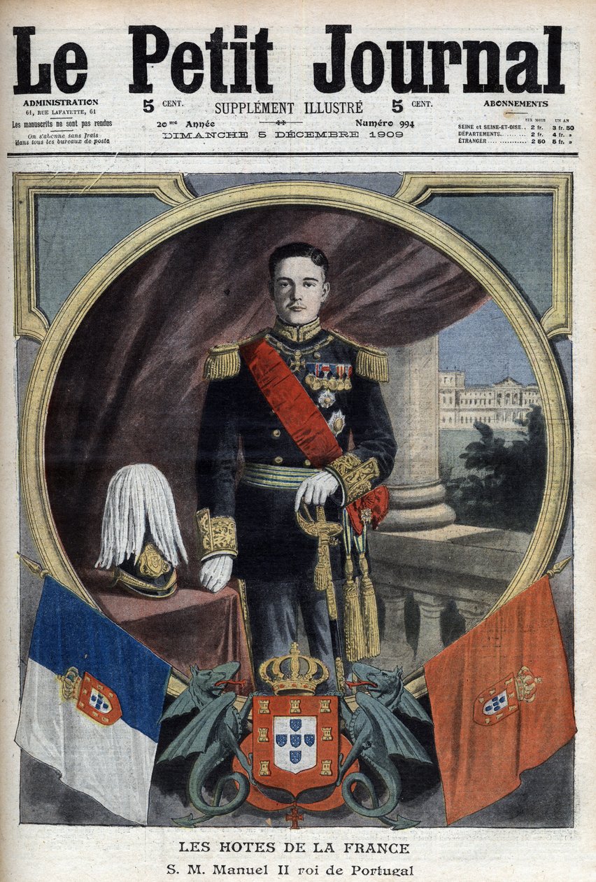 Portrét portugalského krále Manuela II. (1889-1932) během jeho návštěvy Paříže – „Le Petit Journal“ z 5. prosince od French School