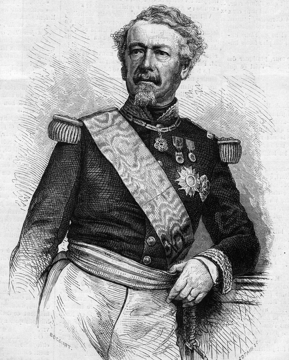 Portrét maršála Adolpha Niela (1802-1869), francouzského vojáka a politika. Rytina v „“ Le Monde Illustré““ č. 645 z 21. srpna 1869. od French School